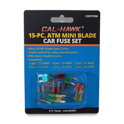 15pc ATM mini blade car fuse set