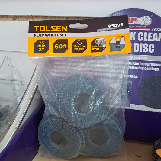 Tolsen flap wheel set 3" 60 grit 95095