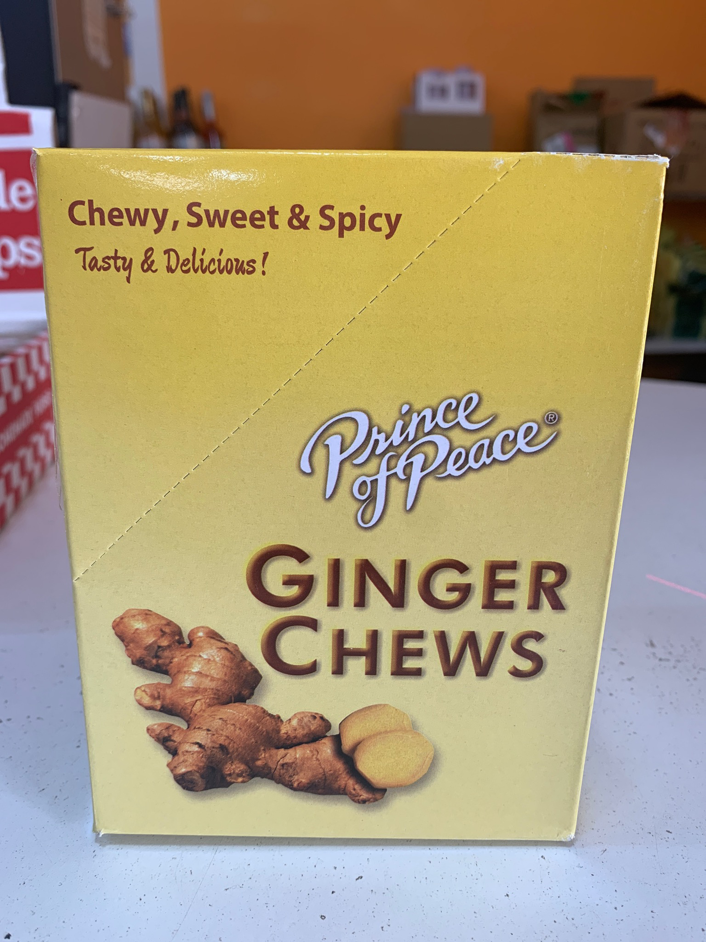 Box with 6 2oz bags ginger chews