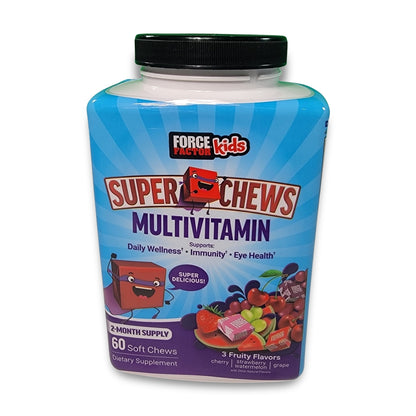 Force Factor Kids Super Chews Multivitamin 3 fruity flavors