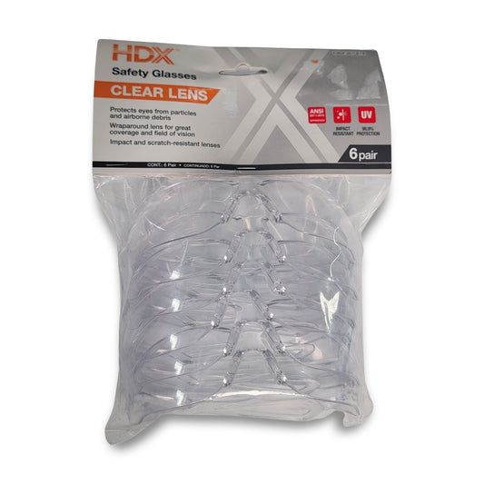 HDX 6-Pack Clear Lens Safety Glasses